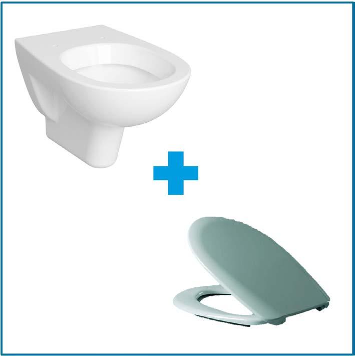 concept 100 طقم مرحاض معلق بشطف عميق أبيض مع مقعد